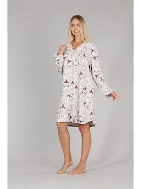 Bone Club Boydan Düğmeli Ayıcık Desen Hamile Tunik Gecelik Bone 5335 - Alternatif Görünüm