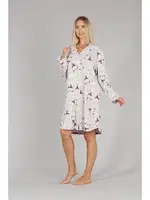 Boydan Düğmeli Ayıcık Desen Hamile Tunik Gecelik Bone 5335 Gri detay görünüm