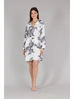 Boydan Düğmeli Dokuma Sabahlık Bone 5334 Lacivert farklı açı