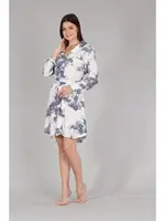 Boydan Düğmeli Dokuma Sabahlık Bone 5334 Lacivert görsel 6