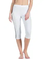 Çizgili Kadın Kapri Tayt Derya Kurşun 0534 Beyaz