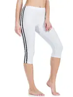 Çizgili Kadın Kapri Tayt Derya Kurşun 0534 Beyaz detay görünüm