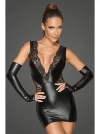 For Dreams Dantel Detaylı Fantazi Deri Elbise For Dreams 8285