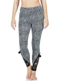 Derya Kurşun Dantel Paça Leopar Kadın Tayt Derya Kurşun 436