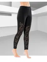 Dantelli Kadın Tayt Derya Kurşun 0567 Siyah