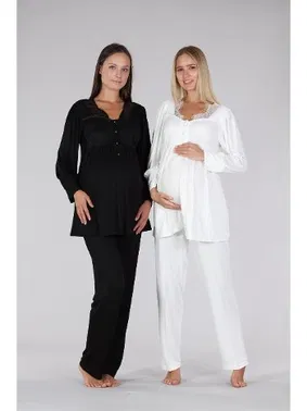 Bone Club Dantelli Yaka Lohusa Hamile Pijama Takımı Bone 5327