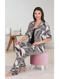 Lady Desenli Düğmeli Pijama Atlet 3 lü Takım Lady 20017