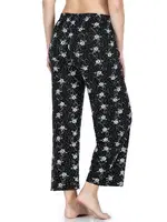 Desenli Geniş Paça Pantolon Derya Kurşun 025-D01 Siyah detay görünüm