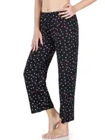 Desenli Geniş Paça Pantolon Derya Kurşun 025-D02 Siyah detay görünüm