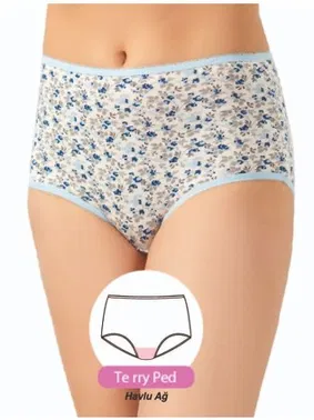 Öztaş Desenli Renkli Yüksek Bel Havlu Ağ Külot (4lü Paket) 21004-H Öztaş