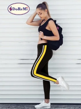DOREMI Active Sportive Sarı Çift Çizgili DoReMi Tayt