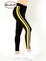 Active Sportive Sarı Çift Çizgili DoReMi Tayt Siyah farklı açı