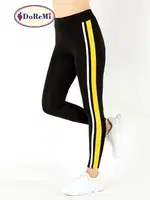 Active Sportive Sarı Çift Çizgili DoReMi Tayt Siyah görsel 4