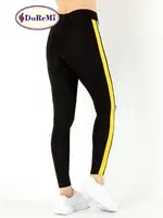 Active Sportive Sarı Çift Çizgili DoReMi Tayt Siyah görsel 5