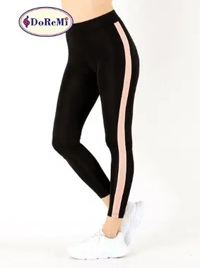 DOREMI Siyah Active Sportive Kalın Çizgili Tayt DoReMi - Alternatif Görünüm