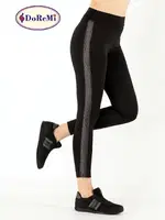 DoReMi Active Sportive Parlak Çizgili Tayt Siyah görsel 4