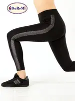 DoReMi Active Sportive Parlak Çizgili Tayt Siyah görsel 7