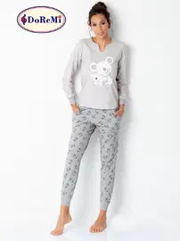 DOREMI Cepli Uzun Kollu Baskılı Kadın Pijama Takımı