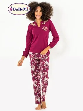 DOREMI DoReMi Çiçek Desenli Bayan Pijama Takımı - Alternatif Görünüm