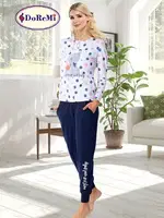 DoReMi Puantiyeli Bayan Pijama Takımı Lila farklı açı
