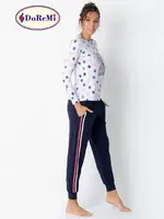 DoReMi Puantiyeli Bayan Pijama Takımı Lila görsel 4