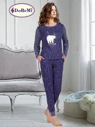 DOREMI DoReMi Gece Baskılı Bayan Pijama Takımı