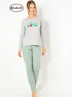 DoReMi Kaktüs Baskılı Bayan Pijama Takımı Gri Melanj detay görünüm