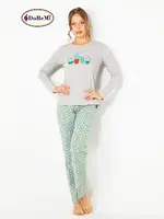 DoReMi Kaktüs Baskılı Bayan Pijama Takımı Gri Melanj farklı açı