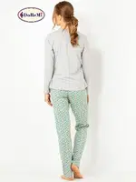 DoReMi Kaktüs Baskılı Bayan Pijama Takımı Gri Melanj görsel 5