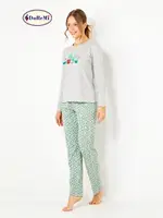 DoReMi Kaktüs Baskılı Bayan Pijama Takımı Gri Melanj görsel 6