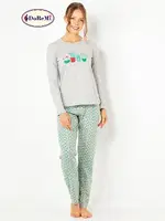 DoReMi Kaktüs Baskılı Bayan Pijama Takımı Gri Melanj görsel 7