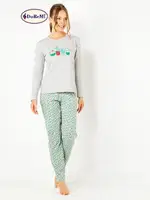 DoReMi Kaktüs Baskılı Bayan Pijama Takımı Gri Melanj görsel 8