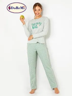 DOREMI DoReMi Uzun Kollu Baskılı Bayan Pijama Takımı