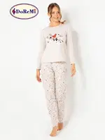 DoReMi Baskılı Bayan Pijama Takımı Bej görsel 4