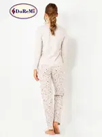 DoReMi Baskılı Bayan Pijama Takımı Bej görsel 5