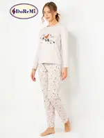 DoReMi Baskılı Bayan Pijama Takımı Bej görsel 9