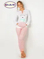 DoReMi Kanguru Cepli Bayan Pijama Takımı Ekru farklı açı