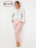 DoReMi Kanguru Cepli Bayan Pijama Takımı Ekru görsel 4