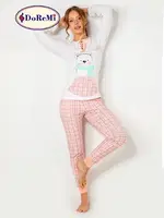 DoReMi Kanguru Cepli Bayan Pijama Takımı Ekru görsel 7