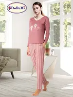 DoReMi Çizgili Bayan Pijama Takımı Kiremit