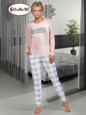DOREMI Cepli Ekoseli Kadın Pijama Takımı