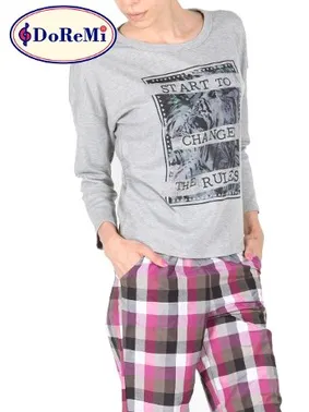 DOREMI Baskılı Doremi Kadın Uzun Kollu Pijama Takımı - Alternatif Görünüm