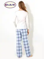 Geniş Yakalı Doremi Bayan Pijama Takımı Ekru görsel 4
