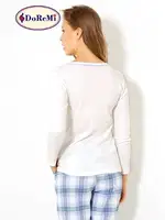 Geniş Yakalı Doremi Bayan Pijama Takımı Ekru görsel 6