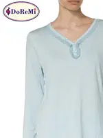 Doremi V Yaka Kadın Pijama Takımı Mavi görsel 5