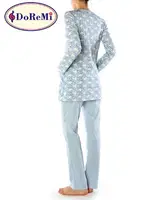 Cepli Uzun DoReMi Kadın Pijama Takımı BULUT MAVİSİ görsel 4