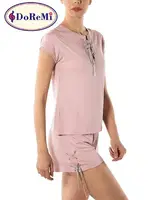 DoReMi Kadın Viskon Şort Pijama Takımı Gül Kurusu farklı açı