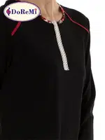 Çiçek Desenli DoReMi Pijama Takımı Siyah görsel 5