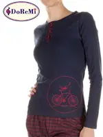 Yuvarlak Yaka Patlı DoReMi Pijama Takımı Lacivert görsel 4