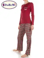 DoReMi Bordo Kışlık Ekose Pijama Takımı Bordo farklı açı